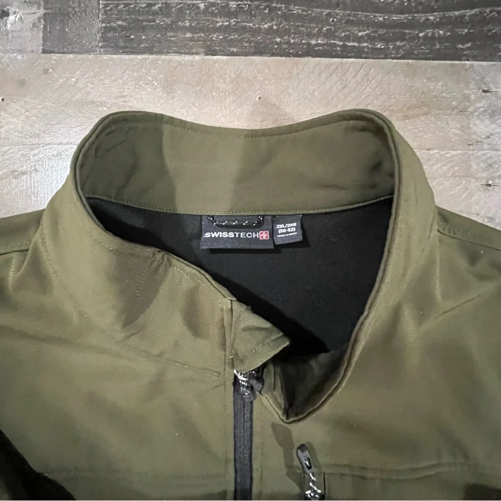 Swiss Tech Jacket Men’s 2XL Dark Green Full Zip Mock Neck Casual Pockets - Picture 5 of 8